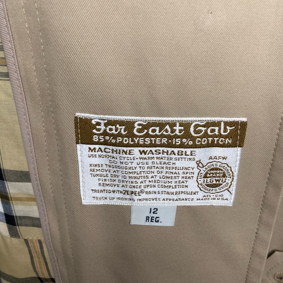 Misty Harbor Trench Coat Hooded Beige Kahaki Long Belted Jacket Women’s 12 Vtg - Picture 14 of 16